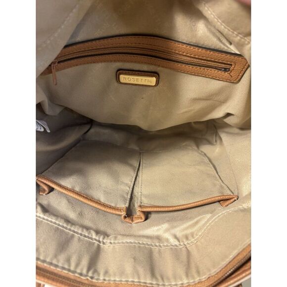 Rosetti Beige Tote With Brown Accents Multiple Compartments & Zipper Closure - Picture 7 of 13